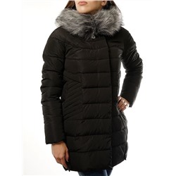 6532 BLACK Пальто зимнее с мехом FOXQUEEN (холлофайбер)