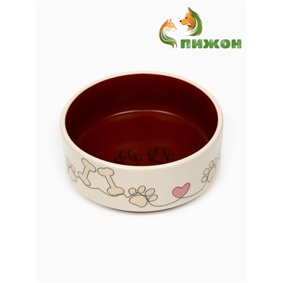 Миска керамическая "Собачьи лапки", 200 мл, 10,5 х 4 см