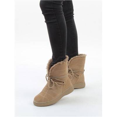 04-PAL271-3Z GREEN/SANDY Ботинки зимние женские (натуральная замша, 100% шерсть, натуральный мех)