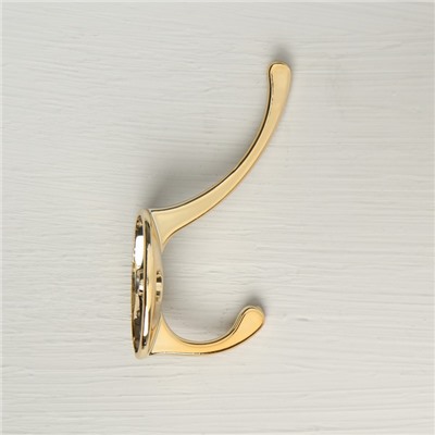Крючок мебельный ТУНДРА TKd=002 LIGHT, двухрожковый, золото, 4 шт. TMP