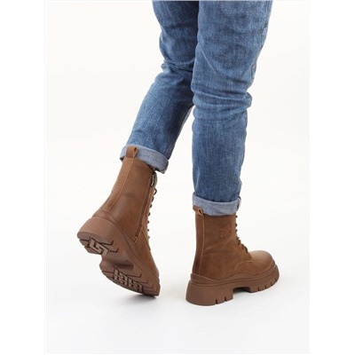 04-WD022-2M BROWN Ботинки зимние женские (натуральная кожа, 100% шерсть)