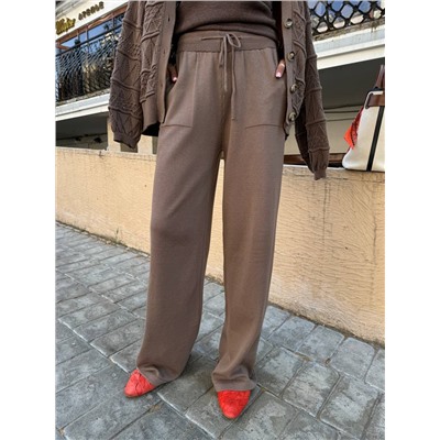 Брюки палаццо с карманами, Шоколад