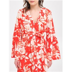 Платье макси красное с принтом