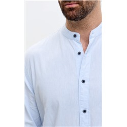 Рубашка д/р лен F511-0480 l.blue
