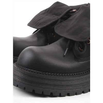 01-A14-1 BLACK Ботинки демисезонные женские (натуральная кожа)