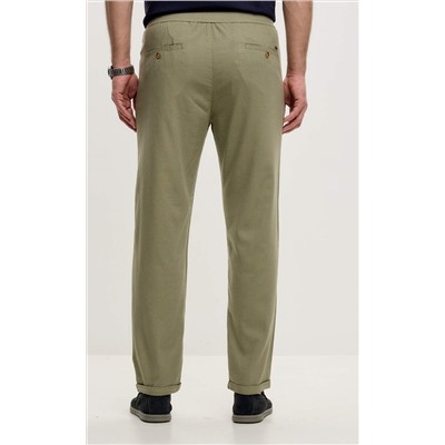 Брюки льняные мужские F211-0871 оливковые