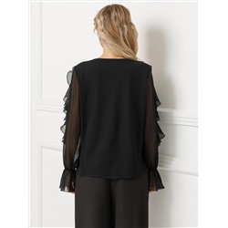 Блузка чёрная из шифона с эффектом креш