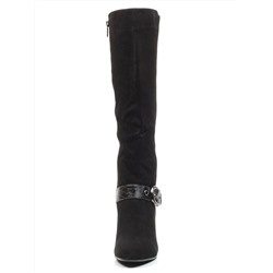 02-MB051-211M BLACK Сапоги зимние женские (натуральная замша, натуральный мех (еврозима))