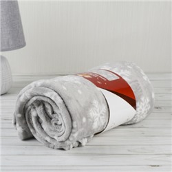 Плед флисовый 150х200 см Серый белые снежинки / GP611-1 /уп 20/100/ 696139