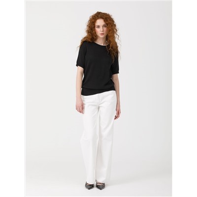 Джемпер вязаный чёрный с короткими рукавами