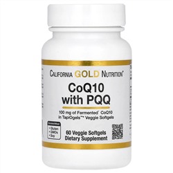 California Gold Nutrition, коэнзим Q10 с пирролохинолинхиноном (PQQ), 100 мг, 60 растительных капсул