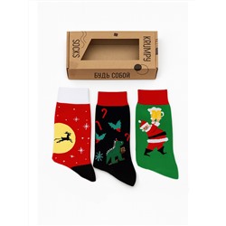 Носки НГ комплект 3 пары, р.40-45 "Праздник к нам приходит"