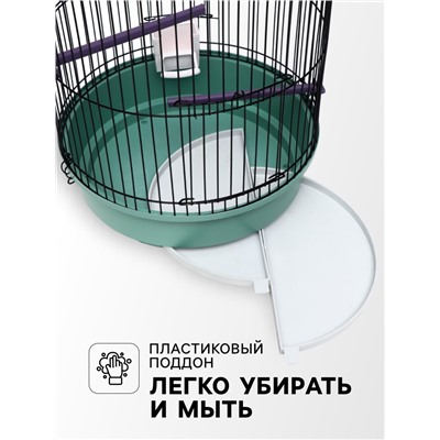Клетка для птиц круглая, трехярусная сварная, малый поддон, 33×77 см, микс цветов