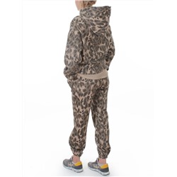 868-6 BEIGE/LEOPARD Костюм спортивный зимний женский (95% хлопок, 5% полиэстер)
