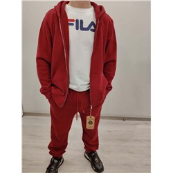 Брюки футер 3х нитка внутри флис 887 красный