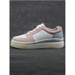 03-YG453-1 WHITE/PINK/BEIGE/LT. BLUE Кроссовки женские (натуральная кожа)