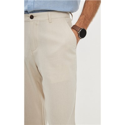 Брюки льняные мужские F111-0851 светло-бежевые