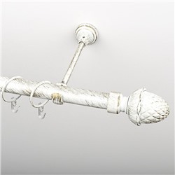 Карниз металлический стыкованный, 1-рядный "Агра", белое золото, гладкая труба, ø 25 мм (kn-527)