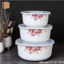 Салатник с крышкой 3 предмета / GRAY-HDW3B (7065) /уп 12/ Розовая композиция