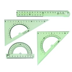 Набор чертёжный Calligrata, 4 предмета (линейка 20 см, 2 треугольника 30°/60°, 45°/45°, транспортир), МИКС