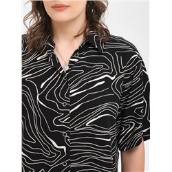 Блуза чёрная из вискозы с принтом