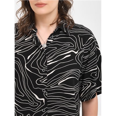 Блуза чёрная из вискозы с принтом