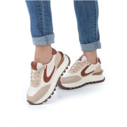 05-A606-2 BEIGE BROWN Кроссовки женские (натуральная кожа, натуральная замша)