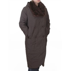 A617 GRAY/BROWN Пальто зимнее женское (верблюжья шерсть, 120 гр. холлофайбер)