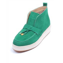 01-5172-6 GREEN Ботинки женские демисезонные (натуральная замша, байка)