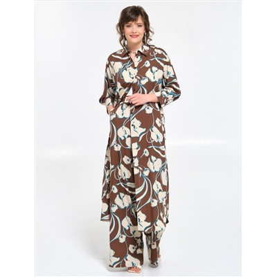 Брюки коричневые в пижамном стиле