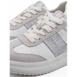 03-A1021-9 WHITE/GRAY Кроссовки женские (натуральная кожа, натуральная замша)