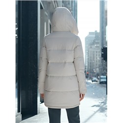 Куртка зимняя женская с капюшоном модная бежевого цвета 3193B