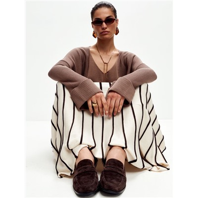 Юбка-плиссе DORA, Молочный с шоколадными полосками