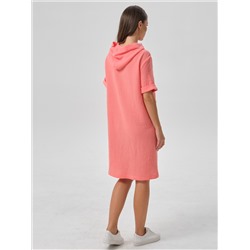 Платье коралловое с капюшоном