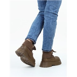 01-A14-3 KHAKI Ботинки демисезонные женские (натуральная кожа)