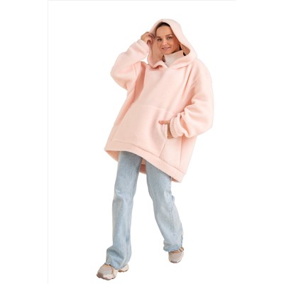 Толстовка женская из овечьей шерсти оверсайз HOT TREND (с капюшоном, цвет Пудра) цвет ТЕЛЕСНЫЙ