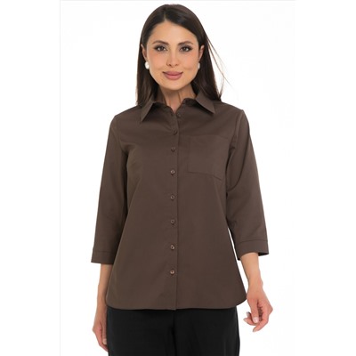 Рубашка с рукавами три четверти шоколадного цвета