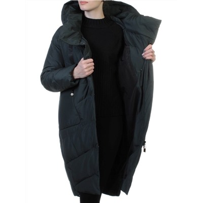 8058 DK. GREEN Пальто женское зимнее (био-пух)