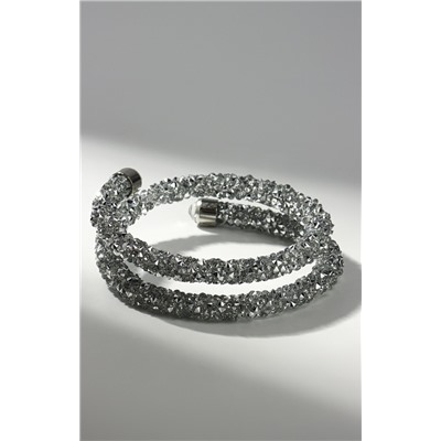 Браслет-пружинка «Шанталь» 2 ряда, цвет серебро, d=7 см