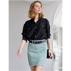 Юбка из супер-эластичного денима с необработанным краем