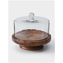 Клош стеклянный, 22×22×20 см, дерево