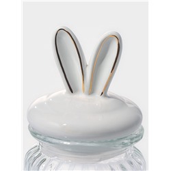 Банка для сыпучих Доляна «Зайка в золотом», 230 мл, с керамической крышкой, стекло, прозрачная