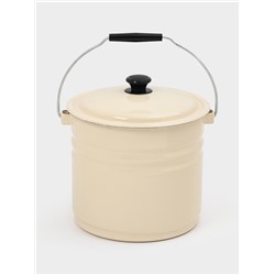 Ведро эмалированное, 10 л, без декора, с крышкой и ручкой, слоновое