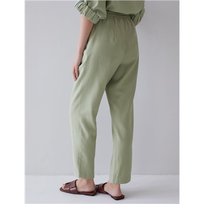 Брюки бананы с поясом на резинке из плотного лиоцелла