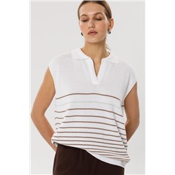 Блуза вязаная белая в полоску