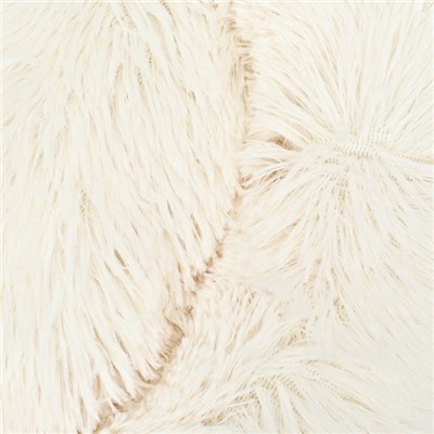 Лежанка для собак и кошек, длинный мех, 60×60×20 см, молочная