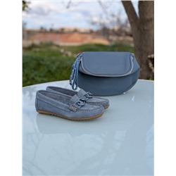 КОМБО Мокасины от испанского производителя S28397NBJeans + Итальянская сумка из натуральной кожи Pelle · MALISA (560) Azul АКЦИЯ