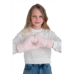 Варежки детские меховые пудра