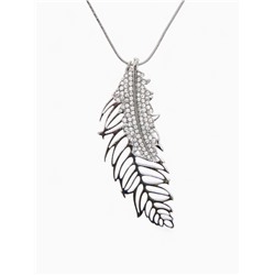Кулон на цепочке «Перо», ангела, белый в серебре, 72 см