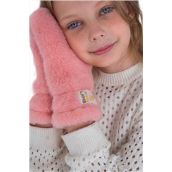 Варежки детские меховые лосось